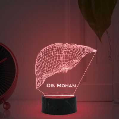 Personalized Led Lamp 3D Illusion Liver Night Light Gift for Hepatologists Doctor